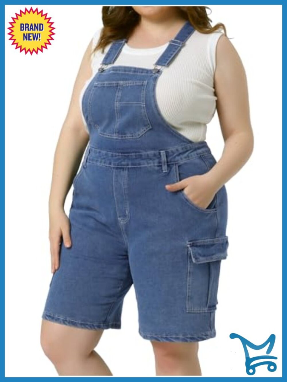 Plus Size Overalls Jumpsuit Adjustable Strap Bib Cargo Pocket Denim